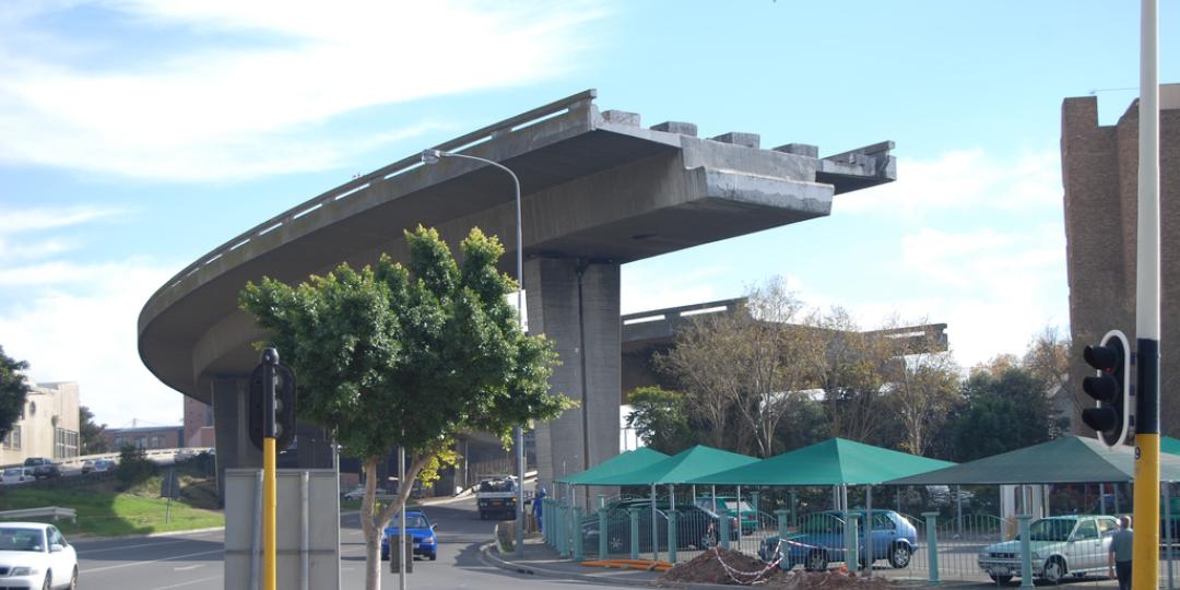 An unfinished bridge on the Foreshore Freeway.