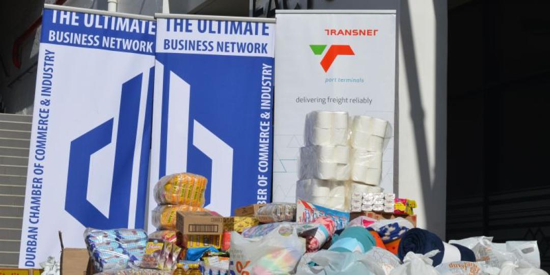 Packages of non-perishable food, blankets and cleaning material donated by TPT.