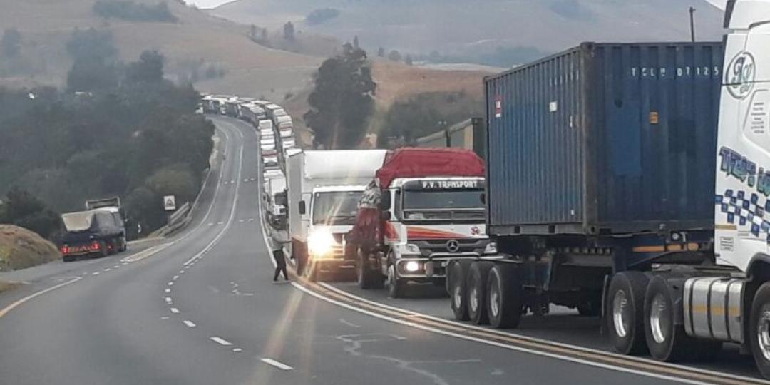 Truck drivers closed off the N3 highway at Van Reenens Pass in the Free State on Wednesday morning.