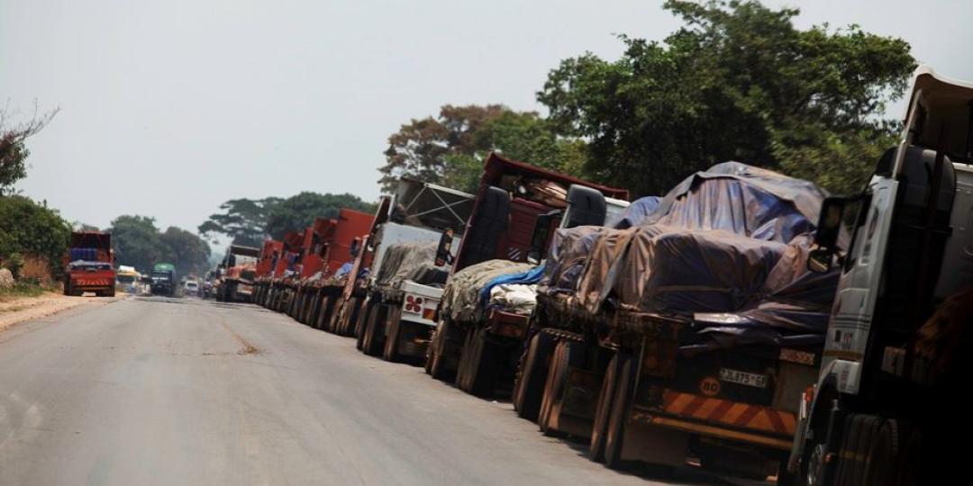 A file photo showing trucks backed up because of congestion at Kasumbalesa.