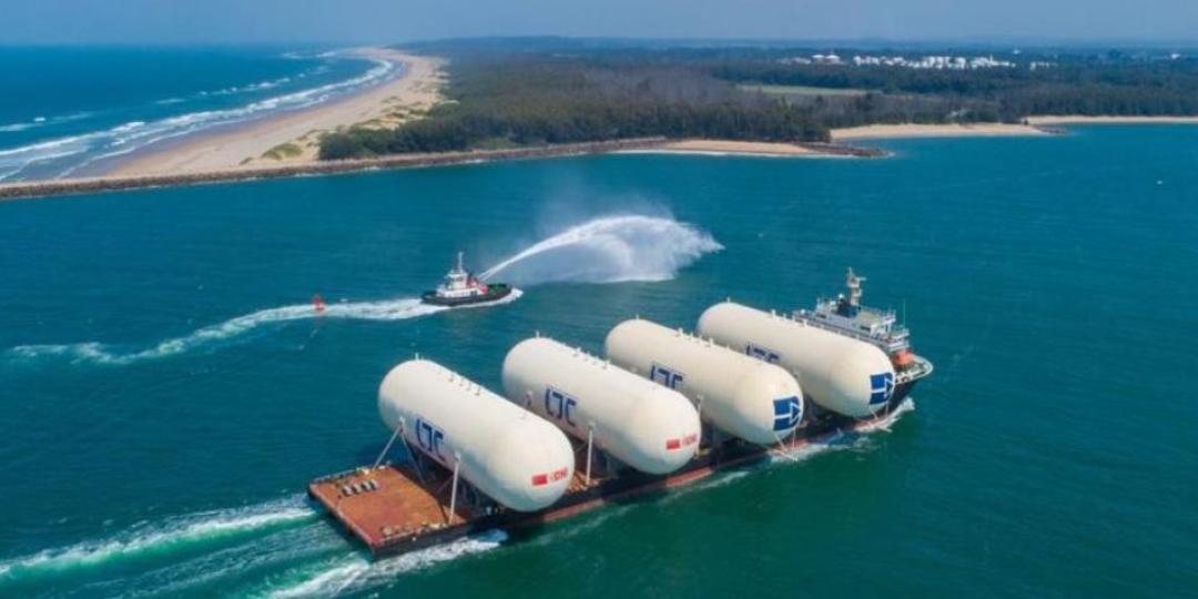 The massive LPG bullet tanks enter the Port of Richards Bay.