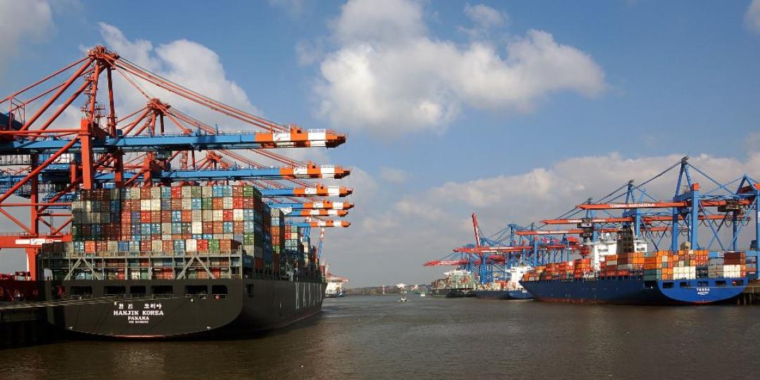 Container ships berthed at the Port of Tema, Ghana.