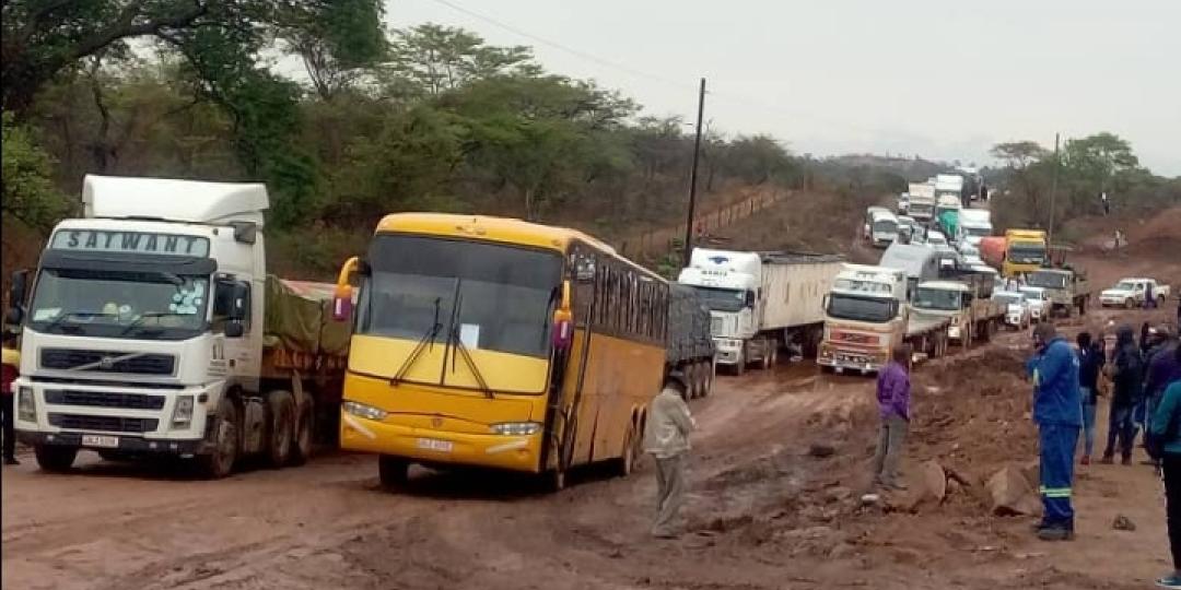 The stretch of road in Zambia where trucks and buses have become stuck.