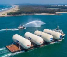 The massive LPG bullet tanks enter the Port of Richards Bay.