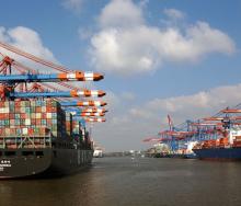 Container ships berthed at the Port of Tema, Ghana.