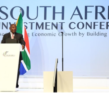 President Cyril Ramaphosa speaking at the second South Africa Investment Conference in Sandton on Wednesday. 